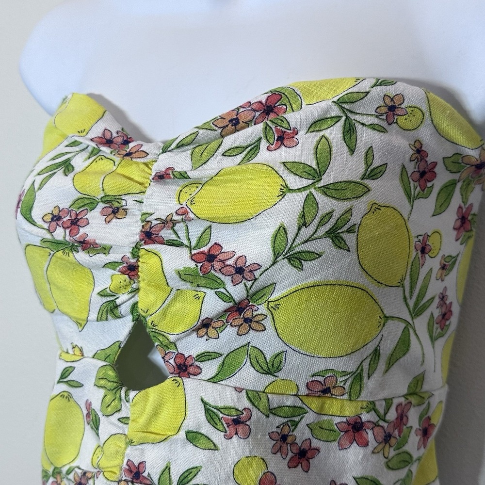 NWT Monteau Los Angeles Lemon And Floral Print Cropped Tube Top X-Large - Picture 2 of 9